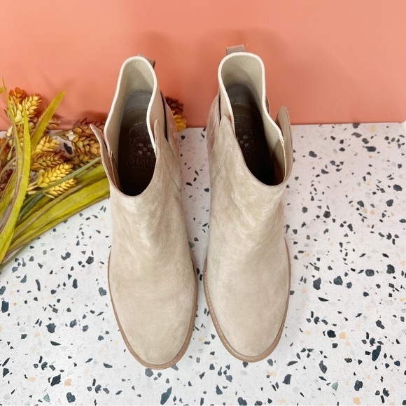 Vince Camuto Erinia Taupe Lug Sole Leather Suede Midi Heeled Women’s Boots Sz 10 - Picture 3 of 9